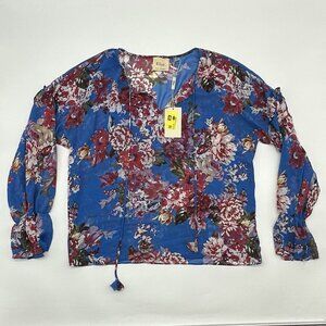 Elie Tahari Size Small Spring Blossom Print Sheer Chiffon Long Sleeve Blouse NWT